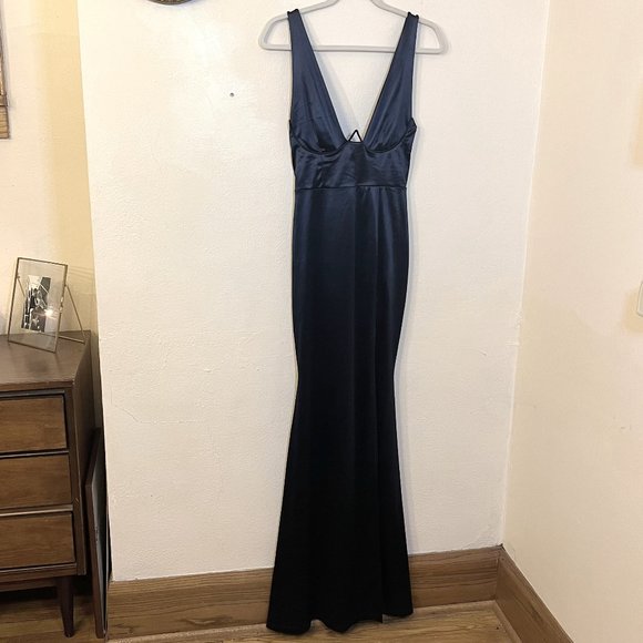 Windsor Floor Length Silk Gown w/ Underwire and Cutouts - Picture 1 of 6